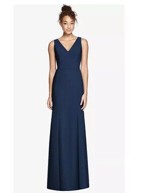 Midnight Navy Crepe V-Neck Gown Style BB116 Size 6
